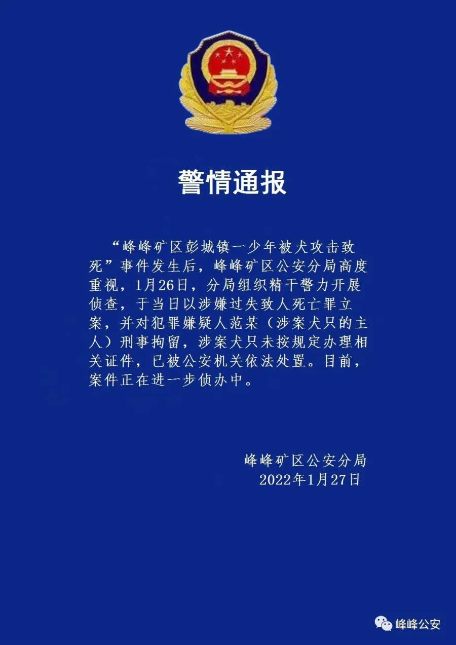 痛心！男孩被狗咬死 警方:狗主人被刑拘