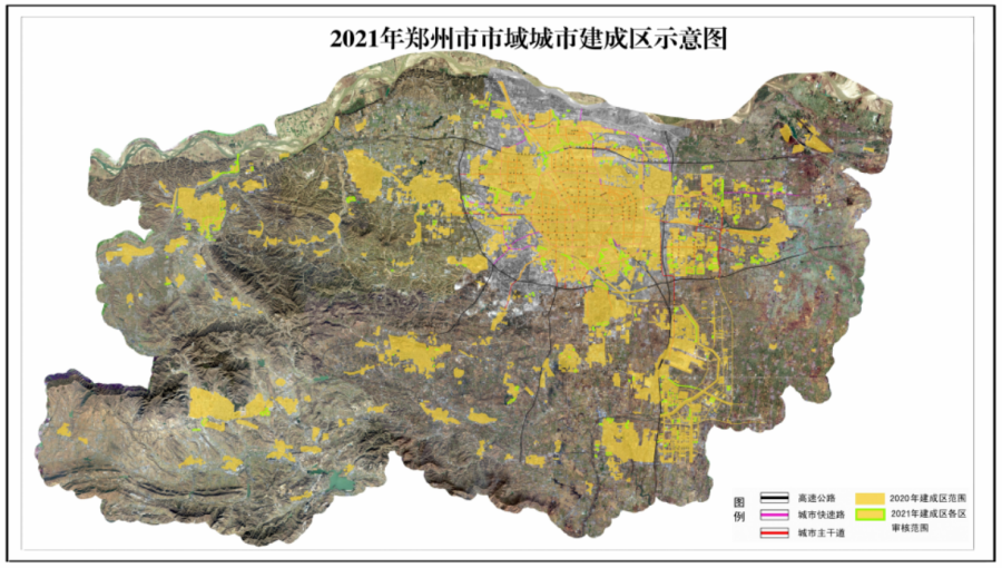 郑州市域城市建成区面积为1342.11平方公里