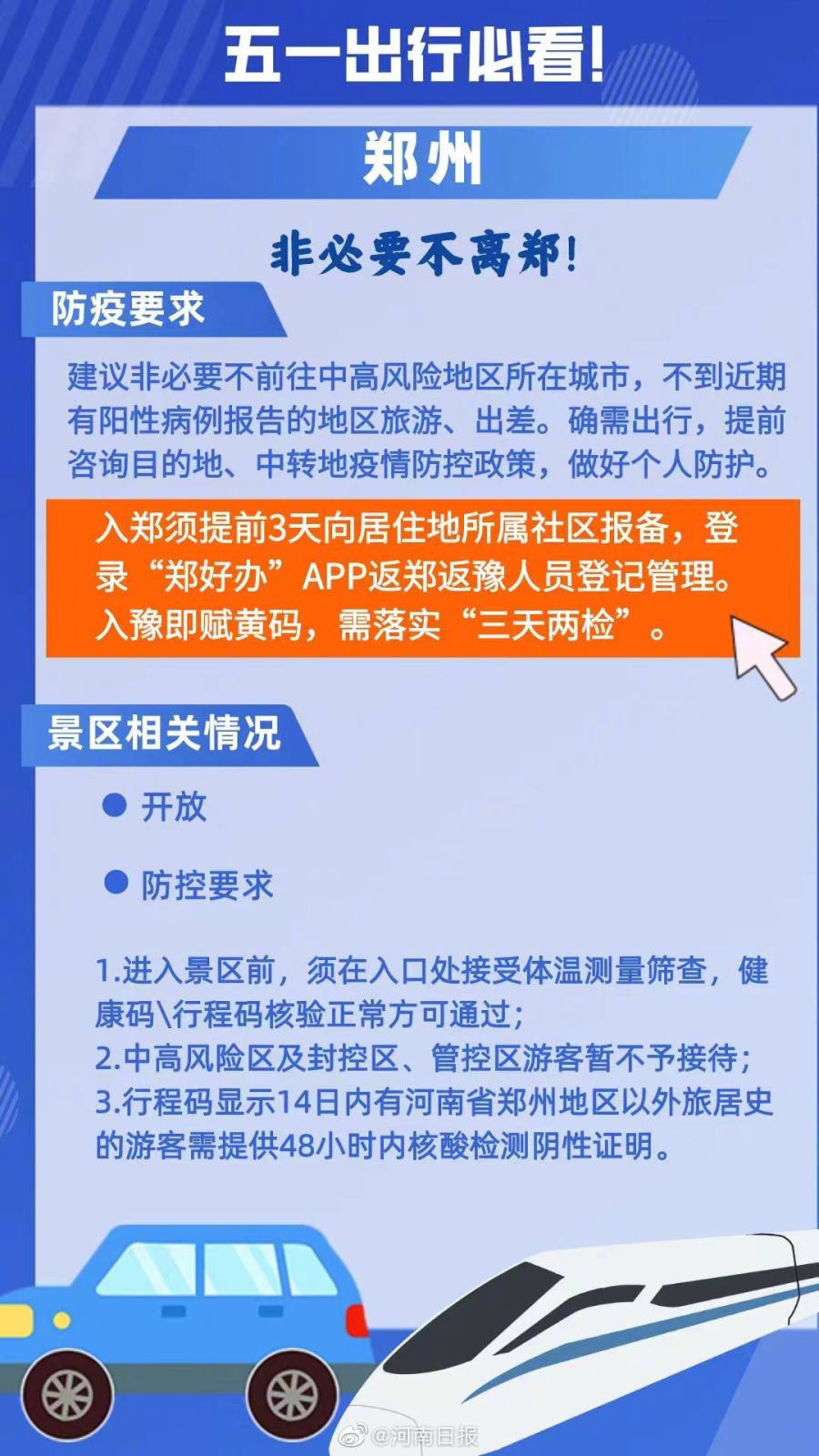 出行必看！五一河南各地出行政策来了