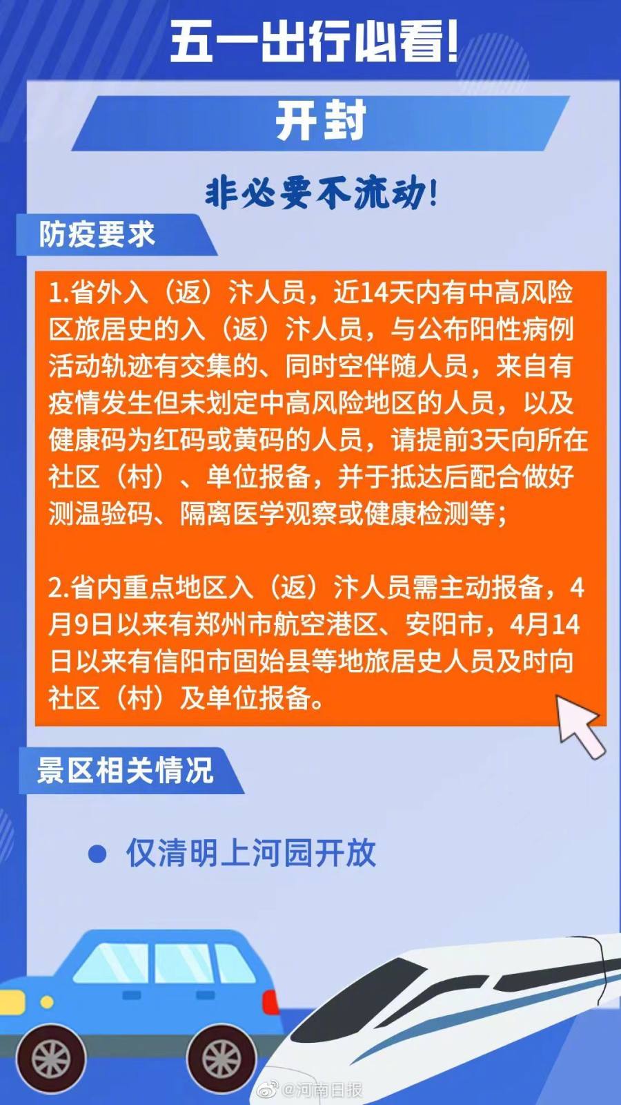 出行必看！五一河南各地出行政策来了