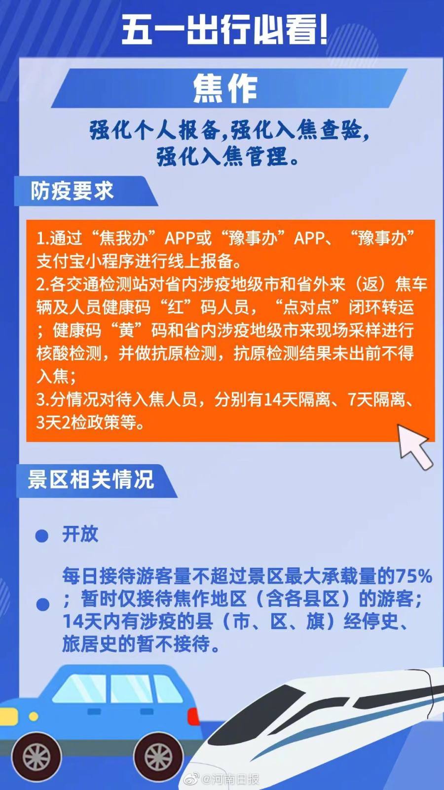 出行必看！五一河南各地出行政策来了