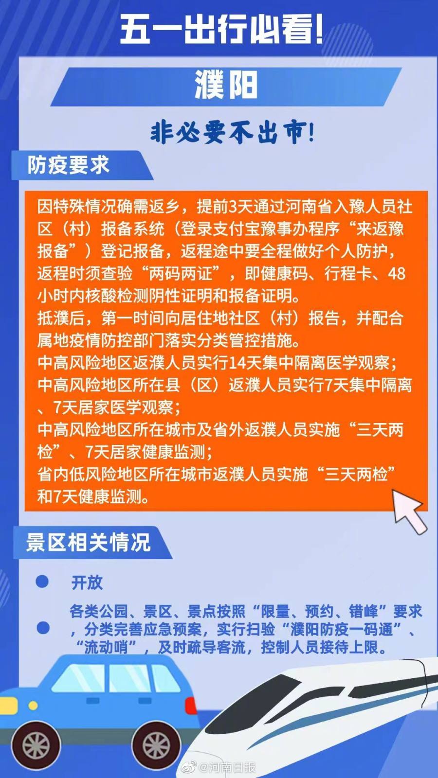 出行必看！五一河南各地出行政策来了