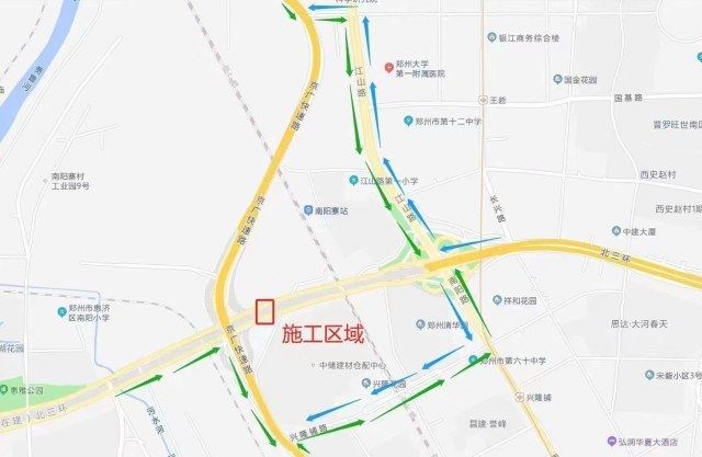 因彩虹桥施工 郑州北三环这一段将临时封闭